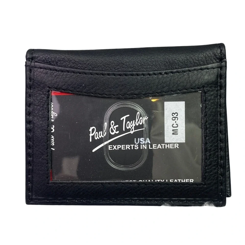 Paul Taylor Wallet Black Genuine Leather Money Clip Front Pocket MC-9 Magnetic3